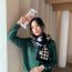 Fashion Black Polyester Knitted Smiley Plaid Scarf