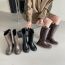 Fashion Brown Rubber Thick-soled Round-toe High Boots