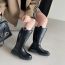 Fashion Brown Rubber Thick-soled Round-toe High Boots
