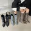 Fashion Denim Color Pointed Toe Side Zip High Boots