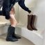 Fashion Brown Pointed Toe Studded Knight Boots