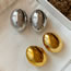 Fashion Gold Metal Oval Ball Earrings