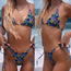 Fashion Printing Polyester Printed Lace-up Halterneck Tankini Swimsuit