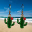 Fashion Gold Alloy Flower Cactus Earrings