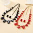 Fashion Red Copper Diamond Square Necklace And Earring Set