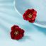Fashion Red Alloy Spray Painted Flower Earrings