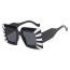 Fashion Black And White All Gray Large Square Frame Sunglasses