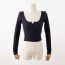 Fashion Navy Blue Polyester Small Opening Long Sleeve Sweater