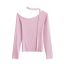 Fashion White Polyester Off-shoulder Long-sleeved + Scarf T-shirt Top