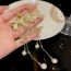 Fashion Gold Alloy Diamond-set Pearl Bow Tassel Earrings