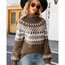 Fashion Gray Turtleneck Sweater Polyester Printed Turtleneck Pullover Sweater