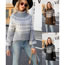 Fashion Gray Turtleneck Sweater Polyester Printed Turtleneck Pullover Sweater