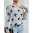 Fashion Rose Red Halloween Sweater Polyester Jacquard Round Neck Pullover Knitted Sweater
