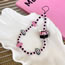 Fashion Pink And Black Resin Rice Beaded Geometric Mobile Phone Chain