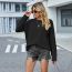Fashion Black Acrylic Round Neck Bottoming Pullover Sweater