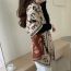 Fashion Khaki Bear Girl Faux Cashmere Printed Shredded Edge Scarf
