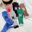 Fashion Pink N Mark Acrylic Knitted Letter Embroidered Color Block Five Finger Gloves