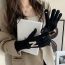 Fashion Black N Mark Acrylic Knitted Letter Embroidered Color Block Five Finger Gloves