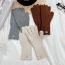 Fashion Brown Small Round Mark Polyester Small Round Label Knitted Five-finger Gloves