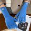 Fashion Blue Round Mark Polyester Small Round Label Knitted Five-finger Gloves