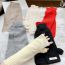 Fashion Red Extended Wristband Polyester Patch Knitted Half Finger Gloves