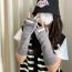 Fashion White Extended Wristband Polyester Patch Knitted Half Finger Gloves