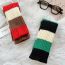 Fashion Red Coffee Color Block Stripes Long Color Block Striped Fingerless Gloves