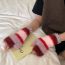 Fashion Red And Green Polyester Plush Striped Patch Half Finger Gloves