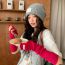 Fashion Red Curled Mouth Wool Knit Patch Long Sleeve Fingerless Gloves
