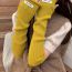 Fashion Yellow Curled Mouth Wool Knit Patch Long Sleeve Fingerless Gloves