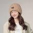 Fashion Camel Wool Knitted Letter Patch Beanie