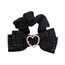 Fashion C Black Fabric Slub Bow Pearl Love Pleated Hair Tie