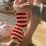 Fashion Brown [1 Pair Trial Pack] Cotton Striped Mid-calf Socks