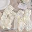 Fashion 【custard White Flower】【1 Pair】 Cotton Lace Mid-calf Socks