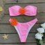 Fashion Pink Polyester Floral Tankini Swimsuit