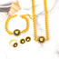 Fashion Gold Titanium Steel Round Portrait Necklace Bracelet Earrings Ring Set