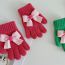 Fashion Coffee Bow Knitted Children's Five-finger Gloves