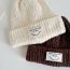 Fashion Burgundy Adult 55-61cm Acrylic Patch Knitted Beanie