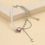 Fashion Silver Alloy Pearl Beads And Diamond Chain Love Bracelet