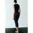 Fashion Black Tulle Pleated Round Neck Maxi Dress
