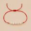 Fashion Red Copper Beads Pearl Beaded Cord Bracelet