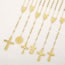 Fashion 3# Stainless Steel Geometric Beaded Cross Necklace For Men
