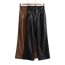 Fashion Black Polyester Pleated Straight-leg Trousers