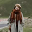Fashion Camel Polyester Knitted Twist Fringed Scarf