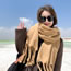 Fashion White Polyester Knitted Twist Fringed Scarf