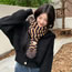 Fashion Beige Cotton Striped Knitted Patch Pom Scarf