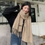 Fashion Beige Cotton Checked Patchwork Fringed Scarf