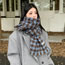 Fashion Black Cotton Checked Patchwork Fringed Scarf