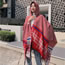 Fashion Red Faux Cashmere Printed Fringed Shawl