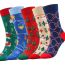 Fashion Green Bear 5# Cotton Printed Knit Mid-calf Socks